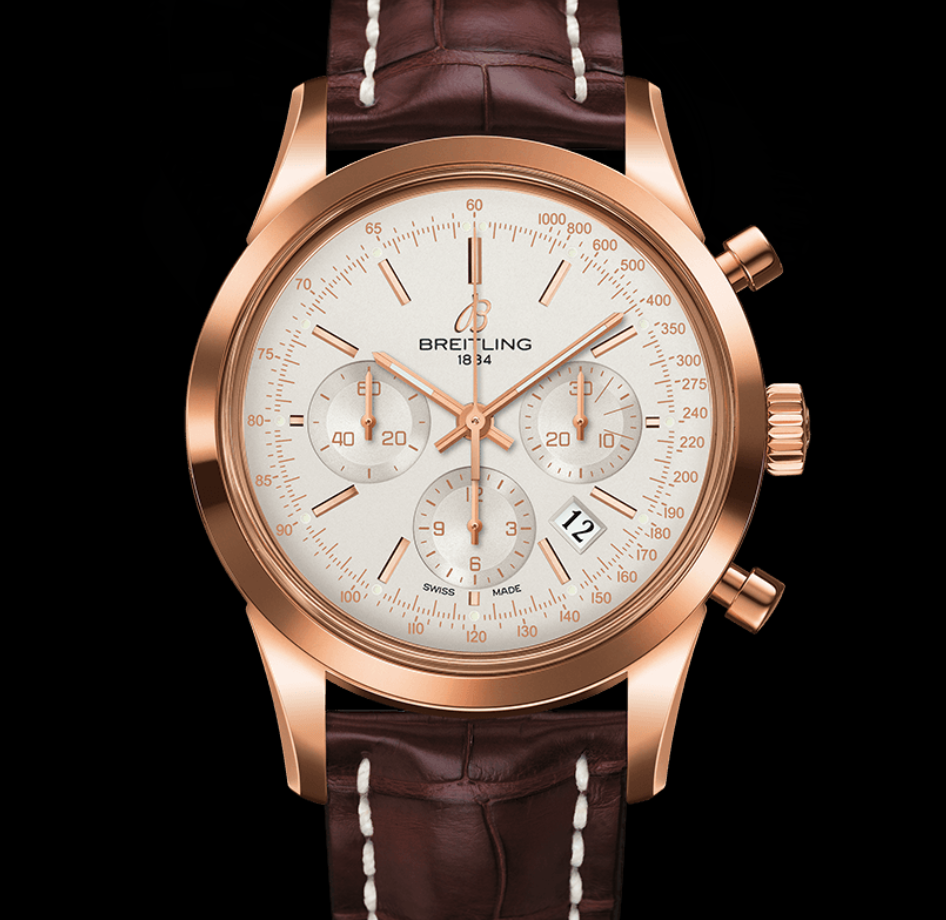 Breitling Westchester Woodrow Jewelers Transocean in Gold and Brown